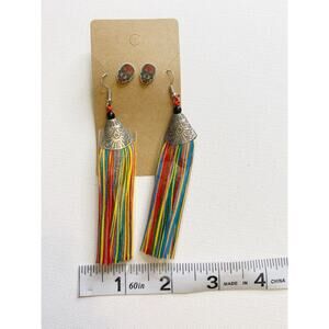 Sugar skull and tassel earrings set